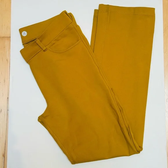 Betabrand Women's Mustard Yellow Goldenrod 7-Pocket Yoga-Pant Chinos - Picture 2 of 5